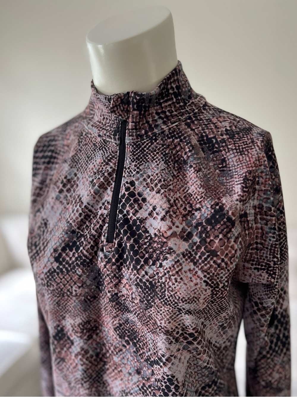 Mono B Snakeskin Print 1/4 Zip Active Pullover